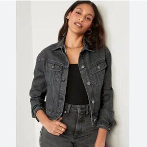 OLD NAVY | Oversized Boxy Classic Button Down Jean Jacket Black Sz XL T